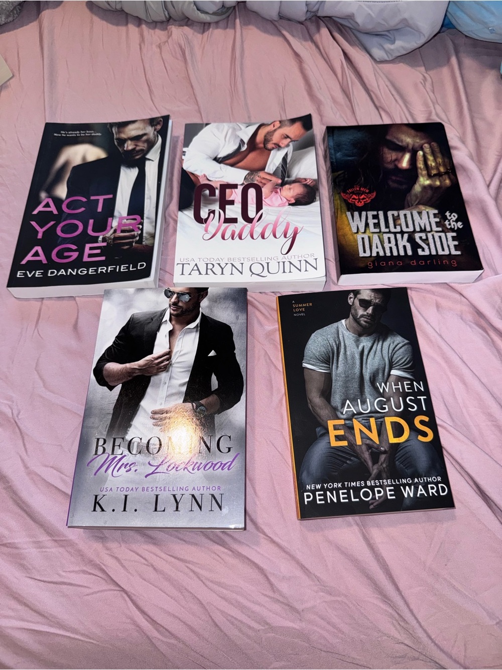 5 Romance Novels: Act Your Age, CEO Daddy, Welcome to the Dark Side, etc.